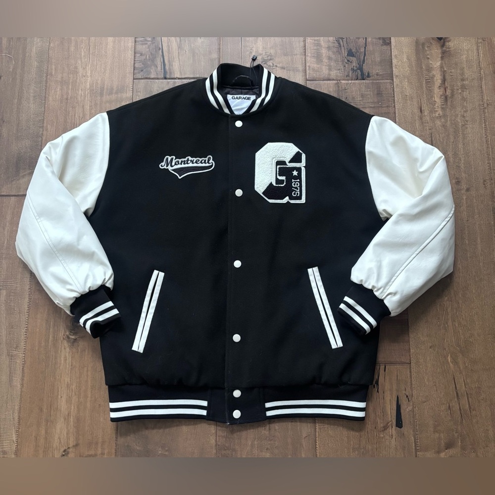 Garage Varsity Jacket Black and White oversized size XS/S